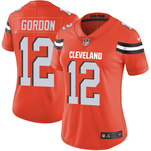 Nike Browns #12 Josh Gordon Orange Alternate Women's Stitched NFL Vapor Untouchable Limited Jersey - Click Image to Close